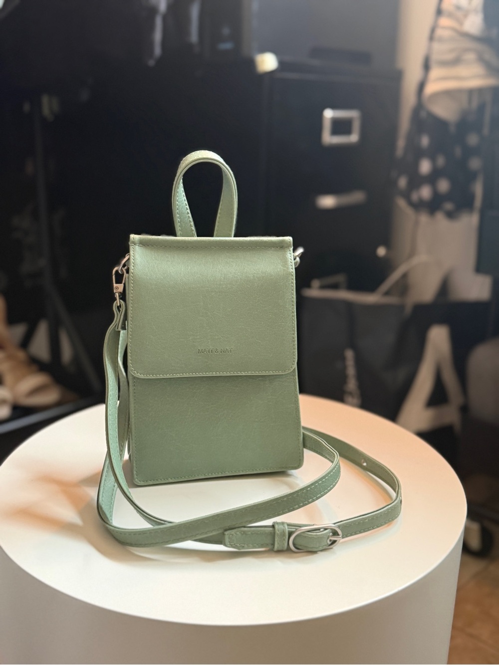 Matt & Nat Sage Green Crossbody Phone Bag
